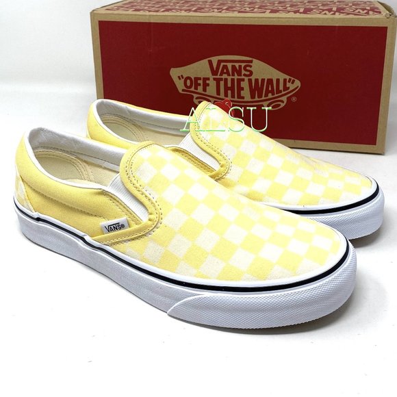 Vans Shoes - VANS Classic Slip-On Checkerboard Canvas Yellow W